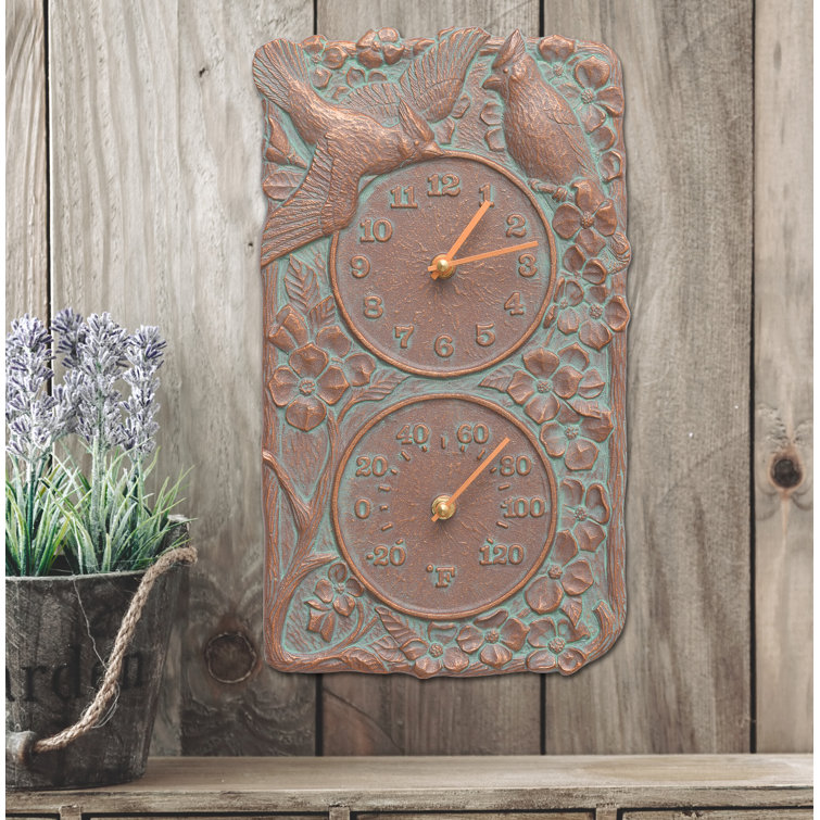 Whitehall Products Cardinal Indoor/Outdoor Wall Clock and Thermometer